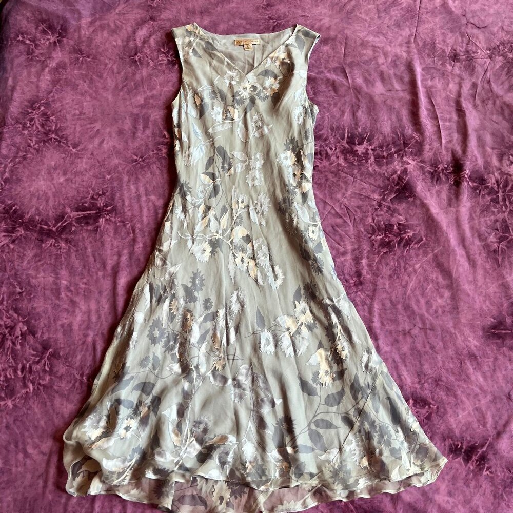 baby blue floral silk whimsical velvet burnout dress